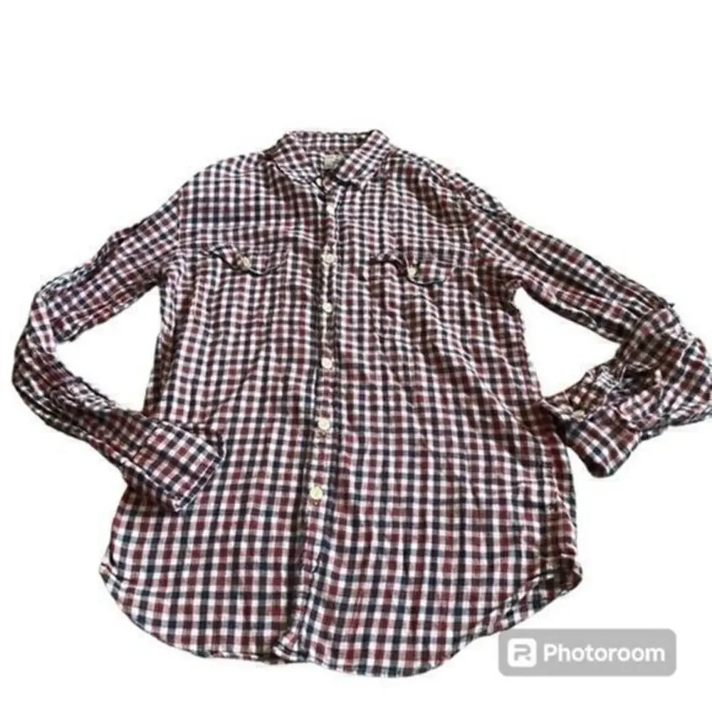 J Crew Men’s Plaid Cotton Workshirt Button Down Medium
